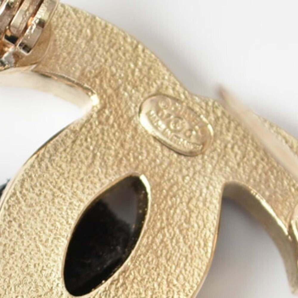 CHANEL brooch pin here mark ribbon motif gold black - Picture 3 of 5